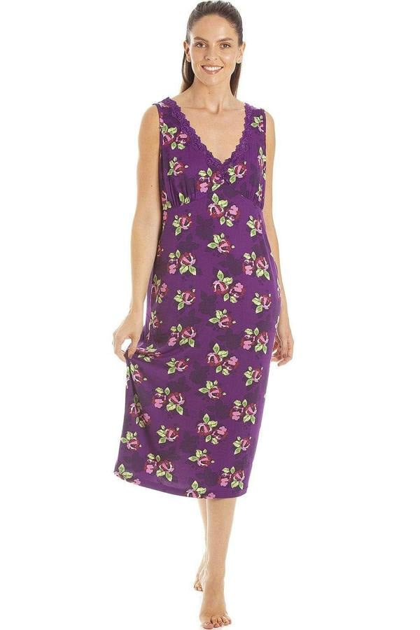 Womens Floral Print Spandex Knee Length Chemises