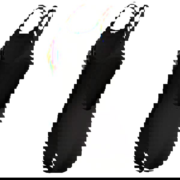 Black Speedo digital placement medalist swimsuit with rainbow accents