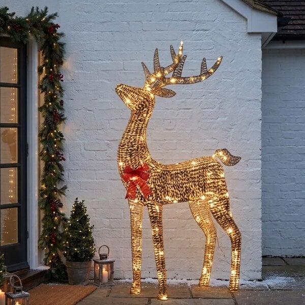 Garden Greatness Illuminated Glittering Gold Reindeer Figure