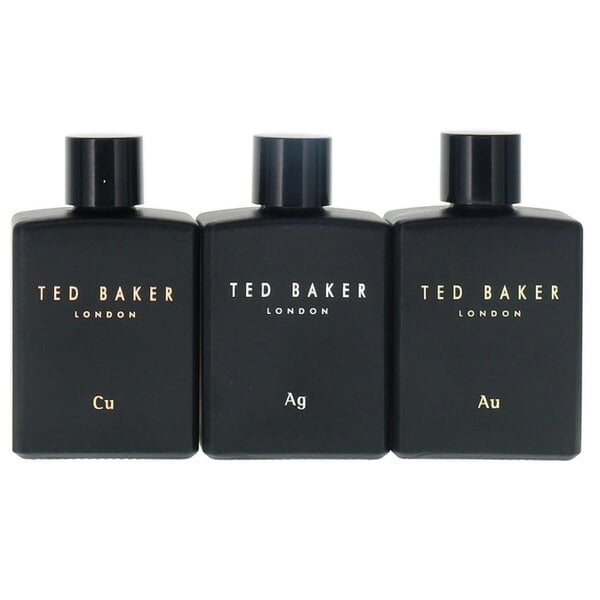 Ted Baker Tonics 3 Piece Mini Gift Set Cu Copper 12.5ml Eau de Toilette, Ag Silver 12.5ml Eau de Toilette, Au Gold 12.5ml Eau de Toilette for Him