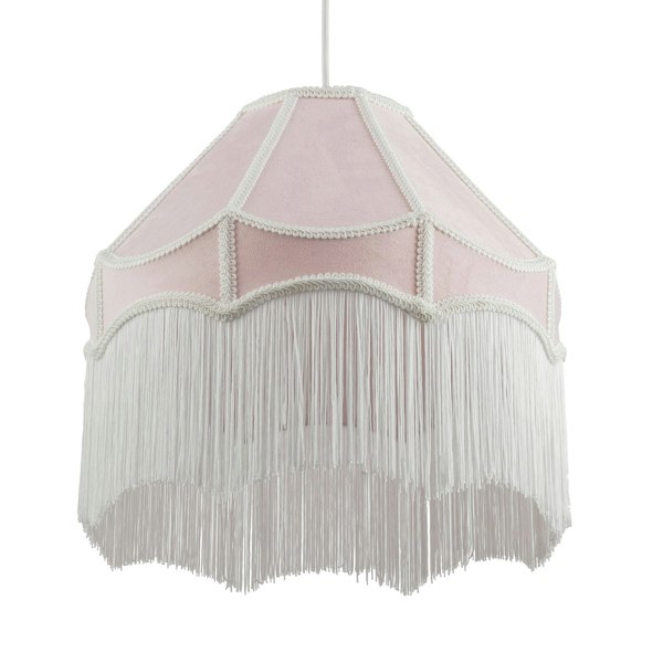 Traditional Victorian Empire 40cm Lamp Shade in Soft Pink with Tassels Image 5