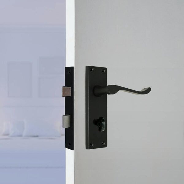 EDH Door Hardware Victorian Black Bathroom Door Handle Set - 1 Pair Classic Black Interior Door