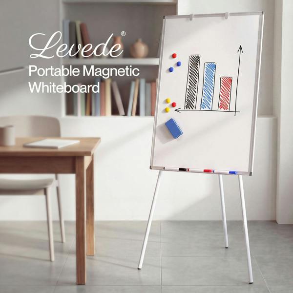 Levede Magnetic Whiteboard with Foldable Tripod Dry Erase For Office White