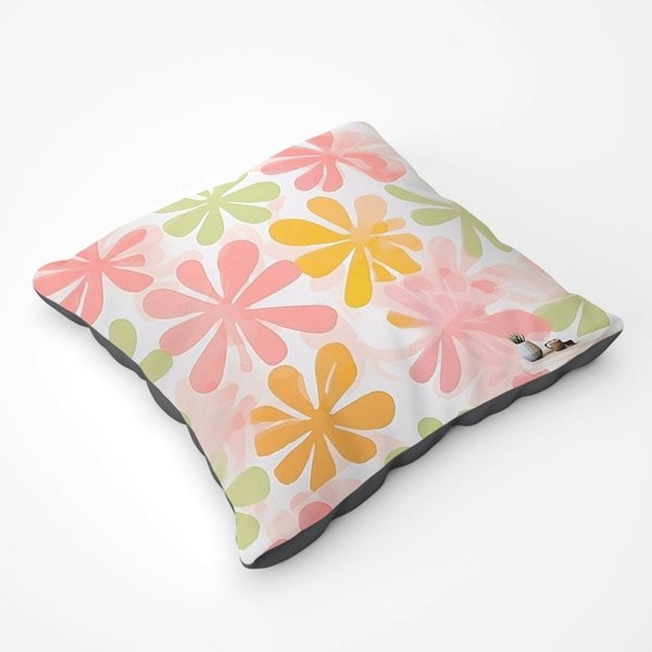 Warren Reed Yellow And Pink Flowers Floor Cushion