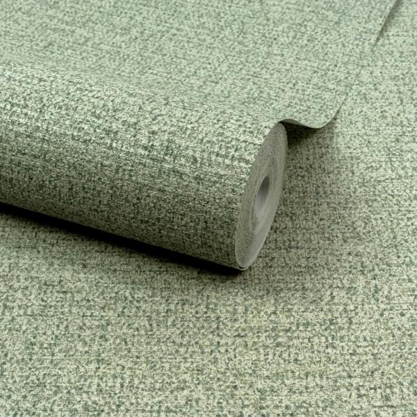 Grandeco Boutique Mysore Twill Plain Fabric Luxury Weight Embossed Wallpaper, Green Cyan