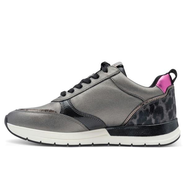 Tamaris Womens Pewter Silver Pink Fashion Lace-up Zipped Sneakers Trainers