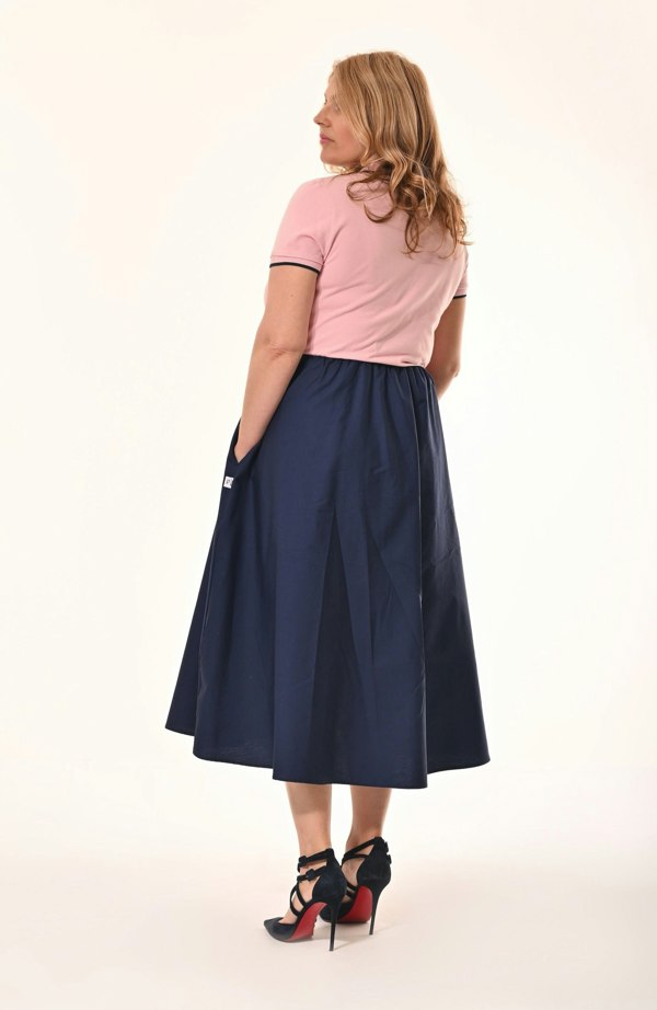 Frock Tales Marina Polo Midi Dress - Pink And Navy