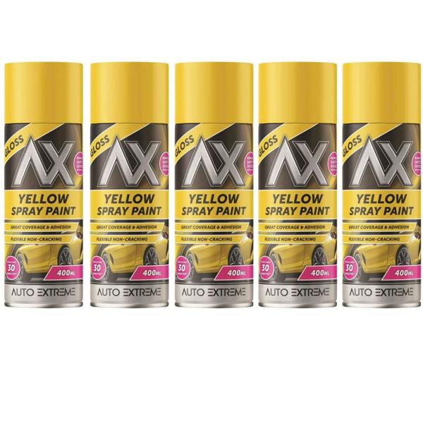 Auto Extreme 5X Auto Extreme Yellow Gloss Spray Paint 400ml