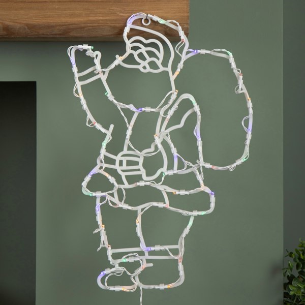 Samuel Alexander 44cm Battery Powered Light up Hanging Christmas Santa with Multi-Coloured  Multi-Action LEDs