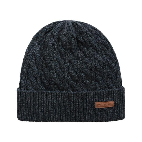 Animal Mens Drew Cable Knit Faux Fur Lined Beanie - Navy - 