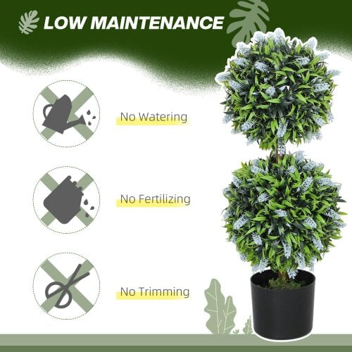 Wyld Haus Mazifi Set Of 2 Artificial Lavender Flower Ball Trees In Pots H8 70cm Blue