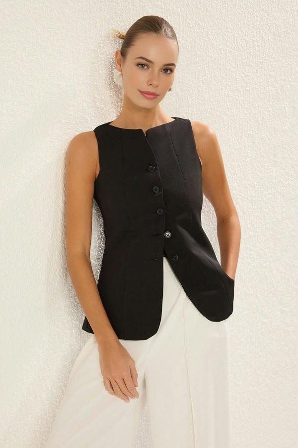 WOVCOR Boat Neck Regular Woven Vest