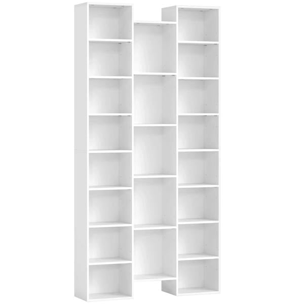 White 21-cubby bookshelf with open square compartments and multiple shelves