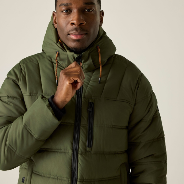 Regatta Mens Leeshaw Padded Jacket - Olive Night/Pumpkin Spice