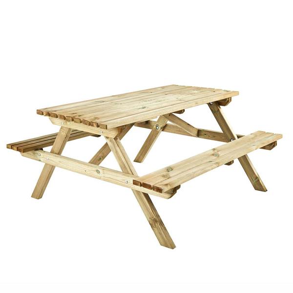 Cerland Alma Wooden Picnic Table 5ft 6 Person Outdoor Dining Bench Garden Table