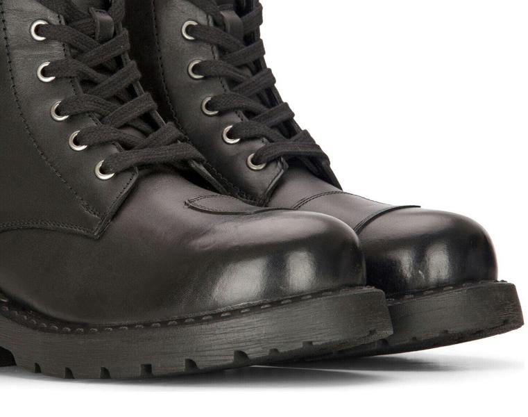 Infinity Leather Men's Leather Military Boots Black Combat Biker Motorcycle Punk Western Boot