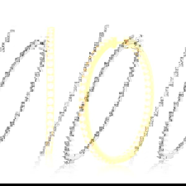 Lioness by TF Mira Gold Full Hoop Earrings - 14K Gold Vermeil, Moissanite