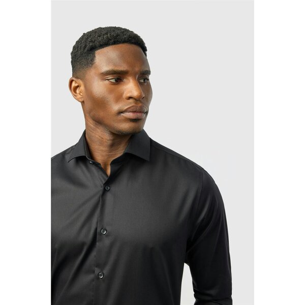 Alexandre Silver Alexandre Tailored Fit Black Non Iron Twill Single Cuff Shirt