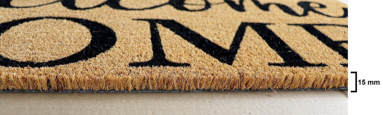 A.Unique Home 15mm Coir Doormat Non-Slip PVC Back - Welcome Home 40x80cm