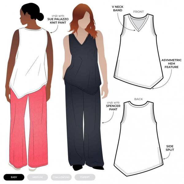 Style Arc Sewing Pattern Sue Knit Top - Tops for Women - Easy