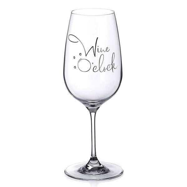 Diamante Wine O'Clock Wine Glass – Embellished with Swarovski Crystals - Singe Glass