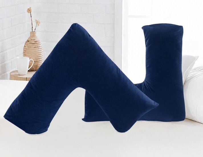Night Zone Microfibre V Pillow – Ultra Soft Back & Neck Support Pillow with Cover or Cover Only - Navy
