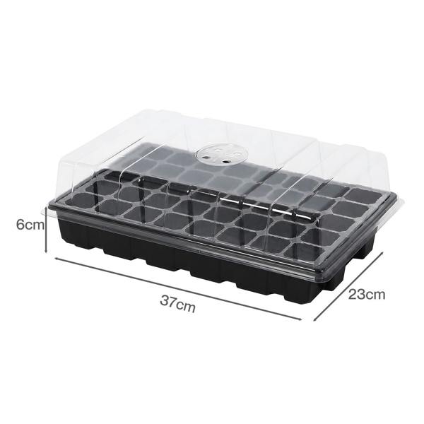 TOQUE Seed Trays 5Pc Clear View With Lids 40 Cell Propagators For Plants Black