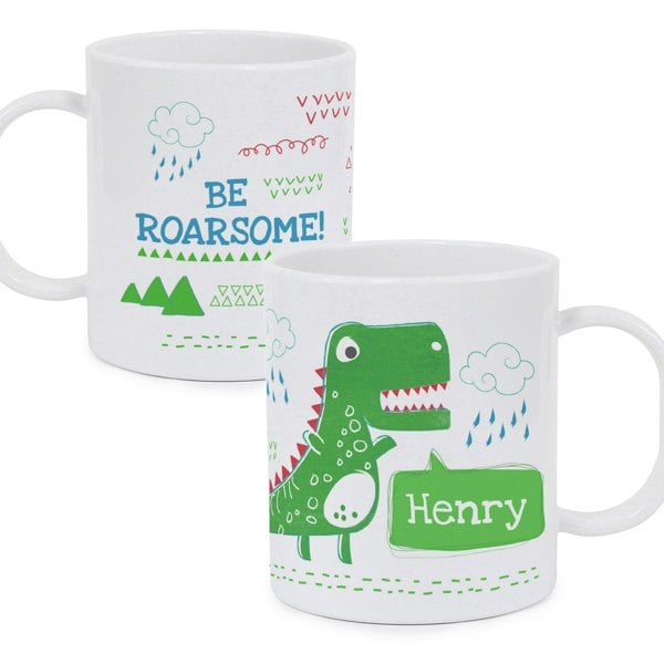 Personalised Memento Company Personalised Be Roarsome Dinosaur Plastic Mug