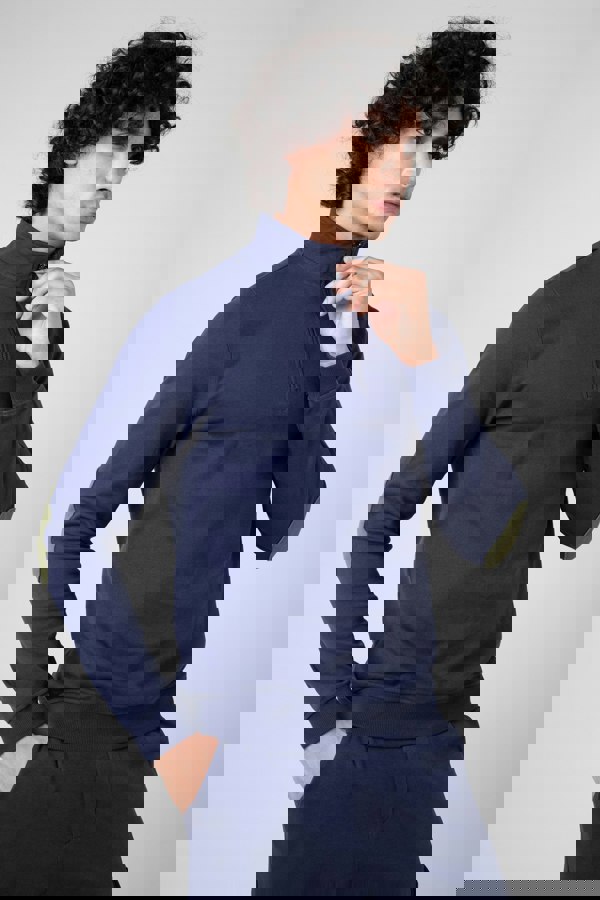 ENORSIA Elbow Patch Half Zip Sweatshirt