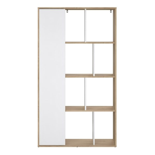 Furniture To Go Maze Bookcase with 1 Door in Jackson Hickory and White High Gloss