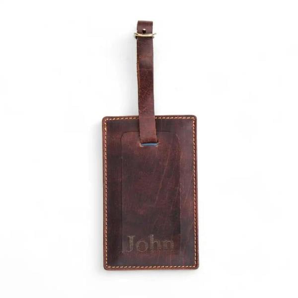 Leather Luggage Tag 4827 brown Laser engraved