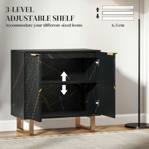 Wyld Haus Nomi Black And Gold Elegant Sideboard With Ribbed Finish