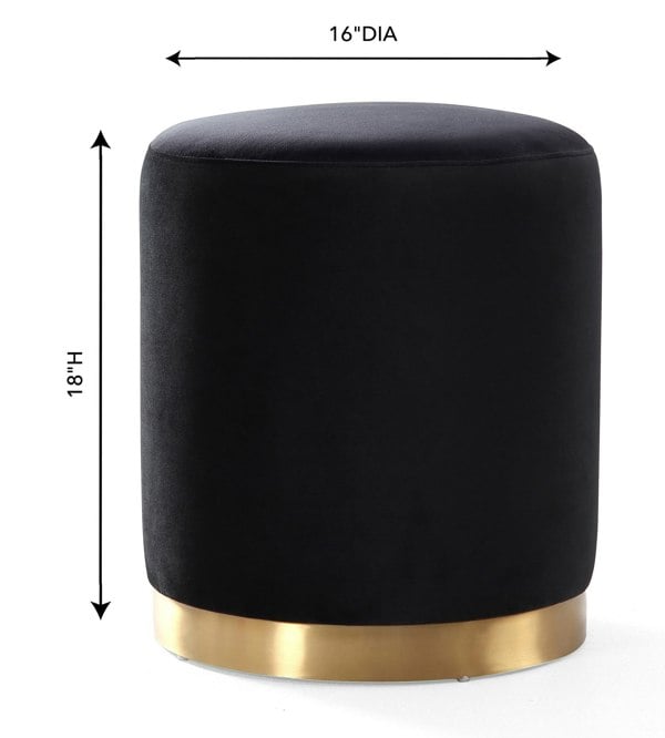 Furniture Edit Opal Black Velvet Ottoman Footstool Gold Base