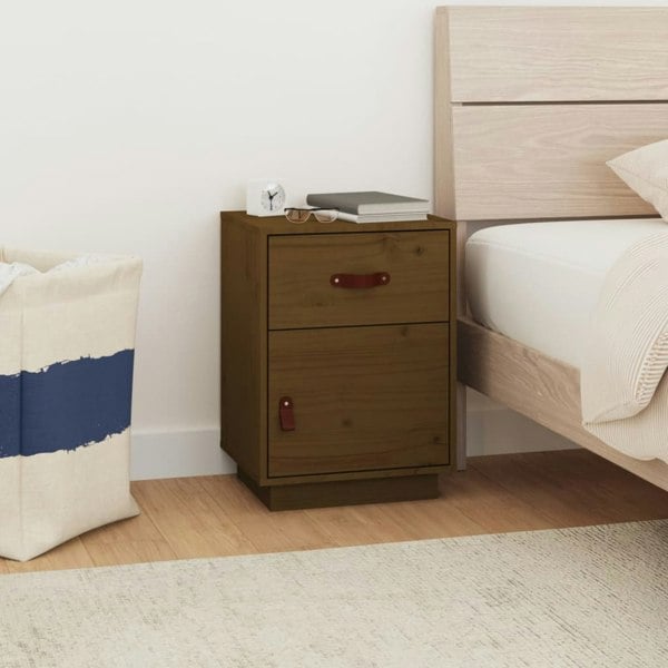 Berkfield Bedside Cabinet Honey Brown 40x34x55 cm Solid Wood Pine