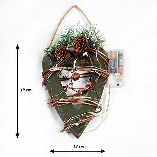 19cm Green Wooden LED Heart Hanging Ornament with Warm White Lights image 8