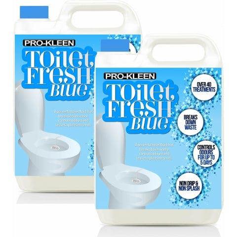 ProKleen Pro-Kleen Toilet Fresh Flush Cleaning Liquid 10L - Concentrate, Easy to Use, Blue Fluid Formula for Caravans, Motorhomes & Boats