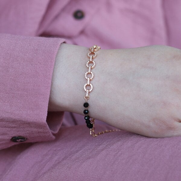 The Colourful Aura Zircon Round Chain Link beaded Adjustable Bracelet