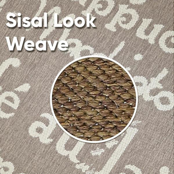 Non-Slip Natural Brown Kitchen Rug Coffee Pattern Flat Weave Sisal Look Area Mat and Runner