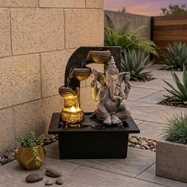 Garden Greatness Ganesh Elephant LED Water Feature