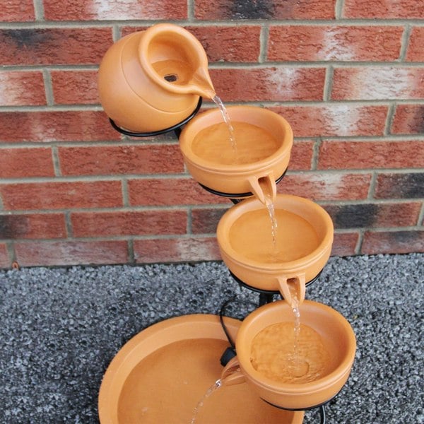 Monstershop Terracotta 4 Tier Spilling Bowls Water Feature