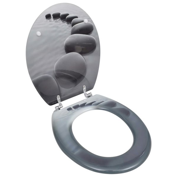 Berkfield WC Toilet Seat MDF Lid Stones