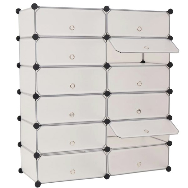 Berkfield Interlocking Shoe Organiser with 12 Compartments White