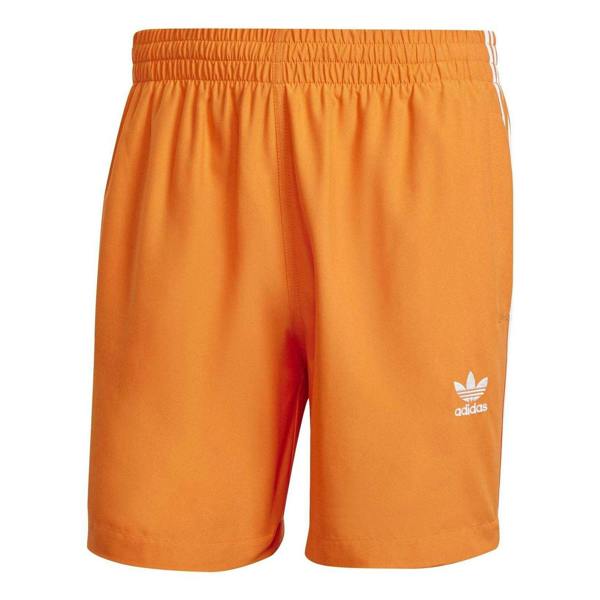 Adidas Mens 3 Stripes Swim Shorts - Orange - 
