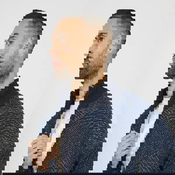 Brave Soul Navy Funnel Neck Zip Through Knitted Jumper - Navy Image 4