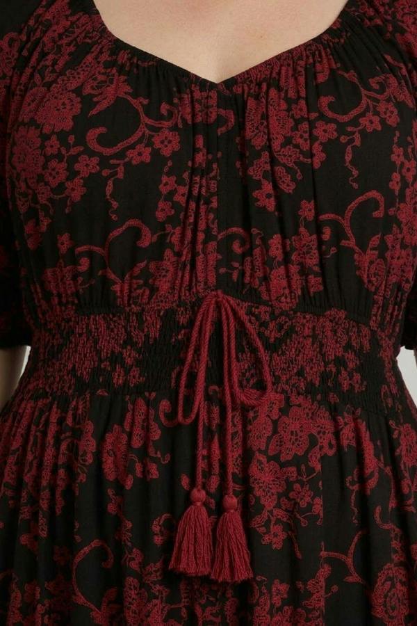 Black | Curve Baroque Print A-Line Maxi Dress