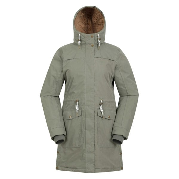 Mountain Warehouse Womens/Ladies Acorn Waterproof Borg Lined Padded Parka - Khaki Green