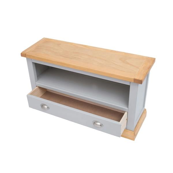 Cabinet Bits Bomporto Light Grey 1 Drawer TV Cabinet Chrome Cup Handle