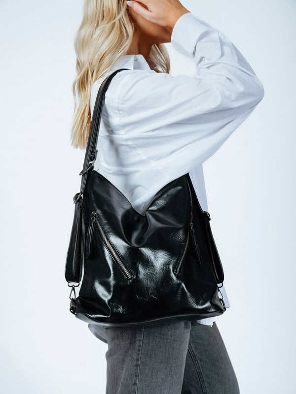 SVNX Hobo Shoulder Bag & Backpack in Black - 2 in 1