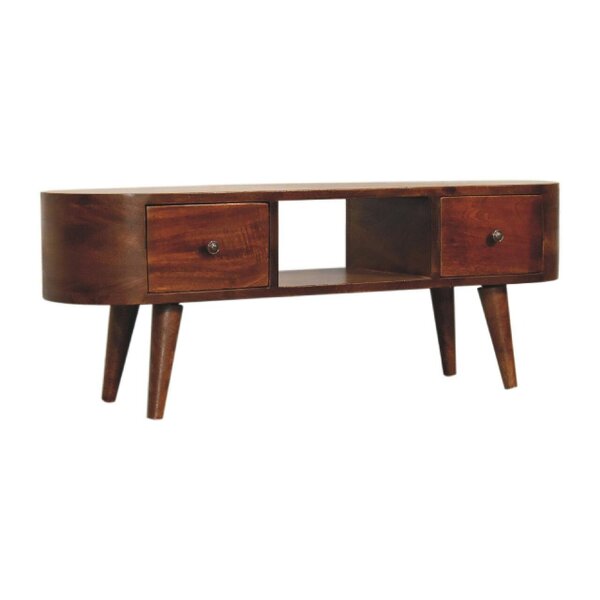 Wyld Haus Rawai Chestnut Mango Wood Round Open TV Media Unit