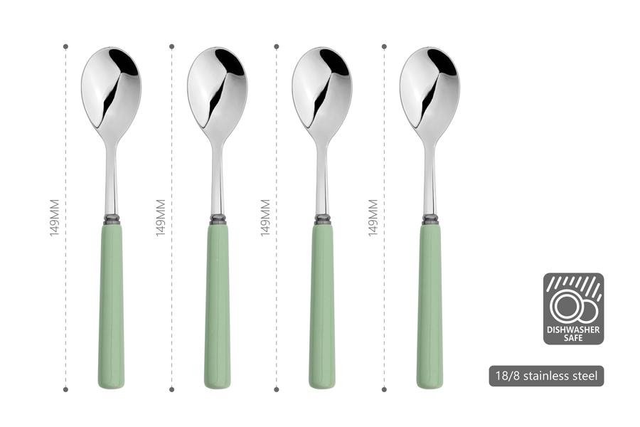 Tea Spoons Set Porelain Handle 18/8 Stainless Steel 